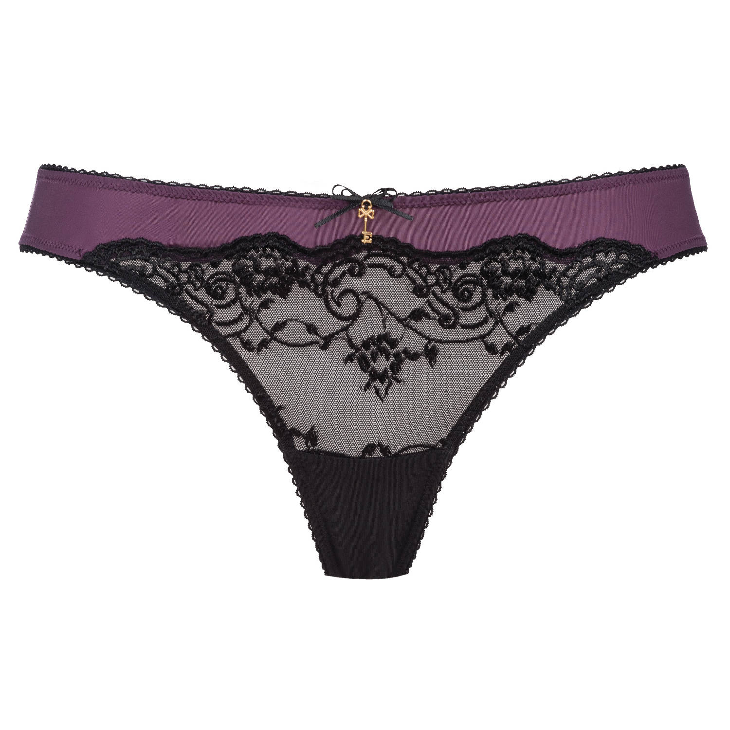 Escora Luxus String in Schwarz-Aubergine