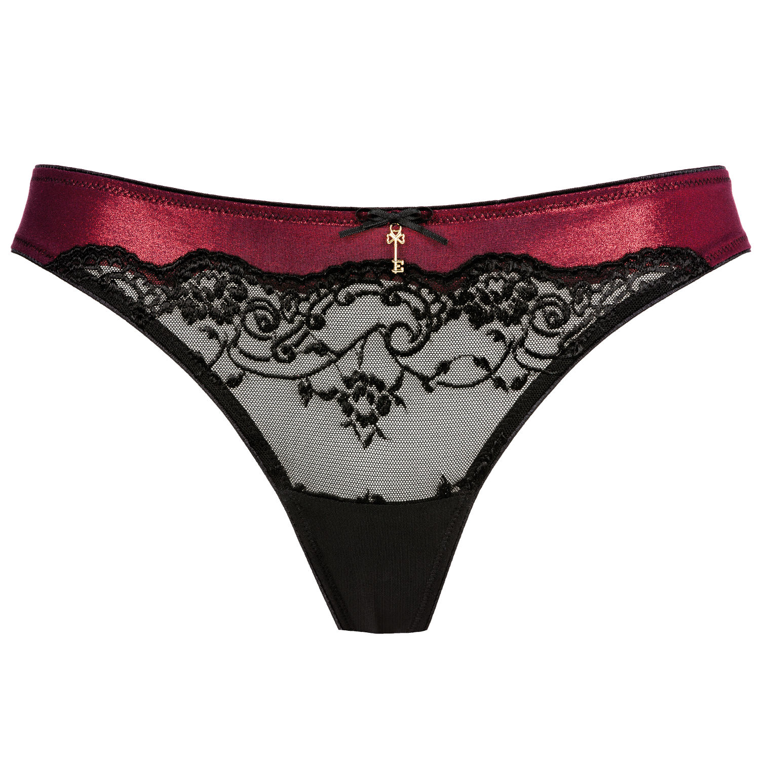 Escora Luxus String in Schwarz-Rot-Metallic