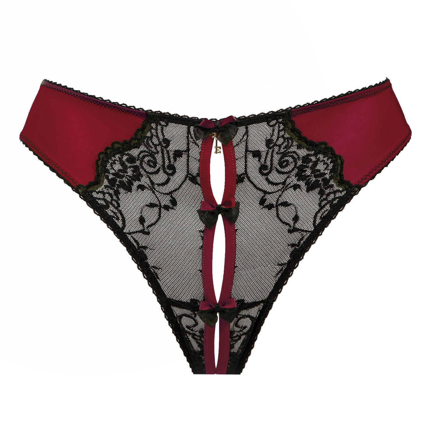 Escora String Ouvert in Schwarz-Rot-Metallic