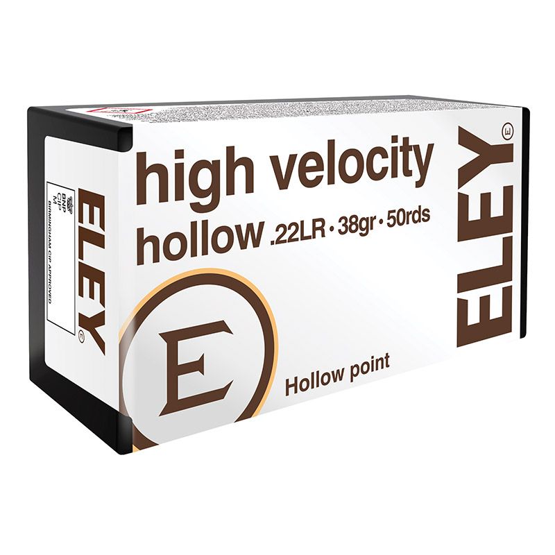 Eley .22lr High Velocity Hollow 38grs. KK-Munition, 50 Schuss