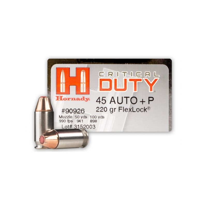 Hornady .45 Auto Critical Duty +P FlexLock 220gr, 50 Schuss