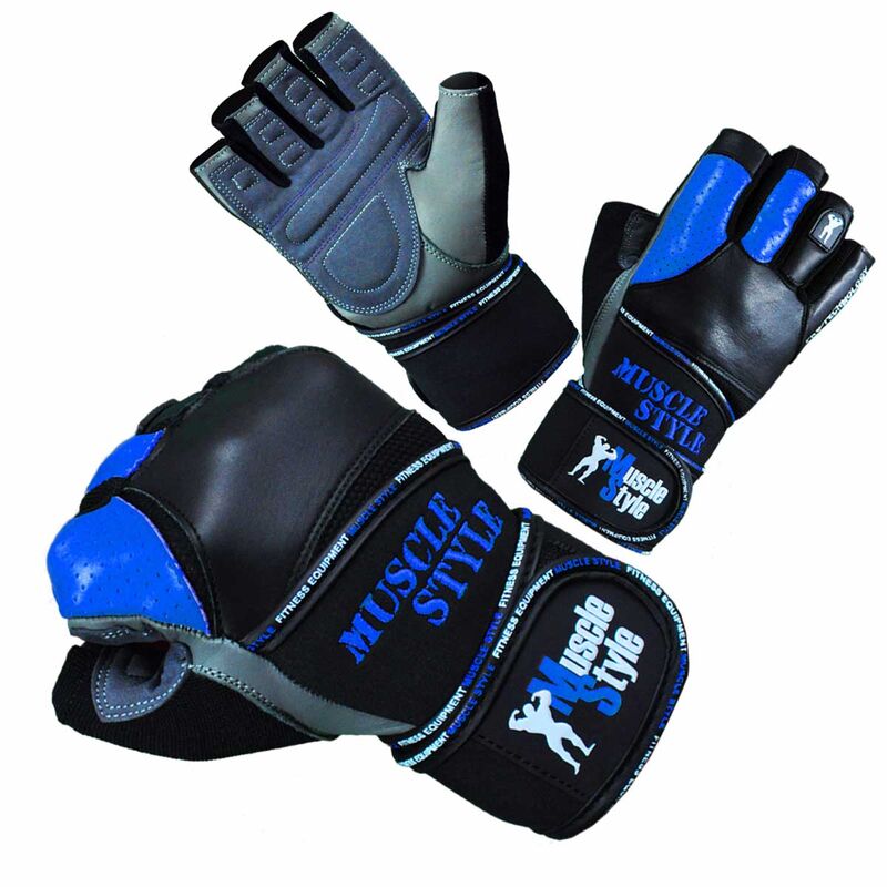 MuscleStyle Pro Technology Blau Fitnesshandschuhe L