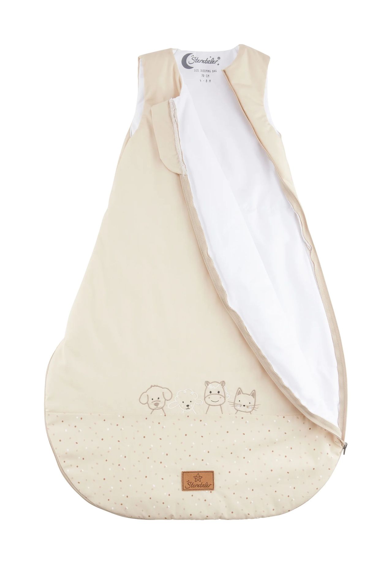 Sterntaler® Schlafsack 'Bauernhof', Zwei-Wege-Reißverschluss, wattiert, für Babys und Kleinkinder, beige, 70