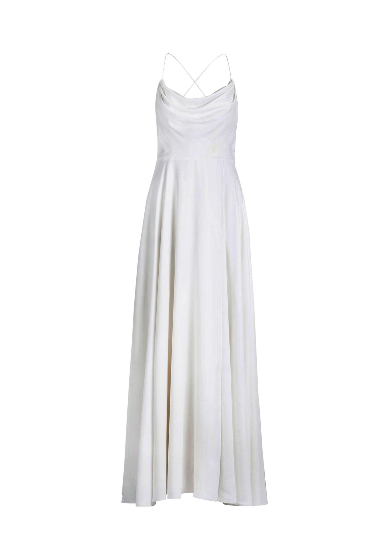 Vera Mont Abendkleid mit Wasserfallausschnitt, weiß, 40