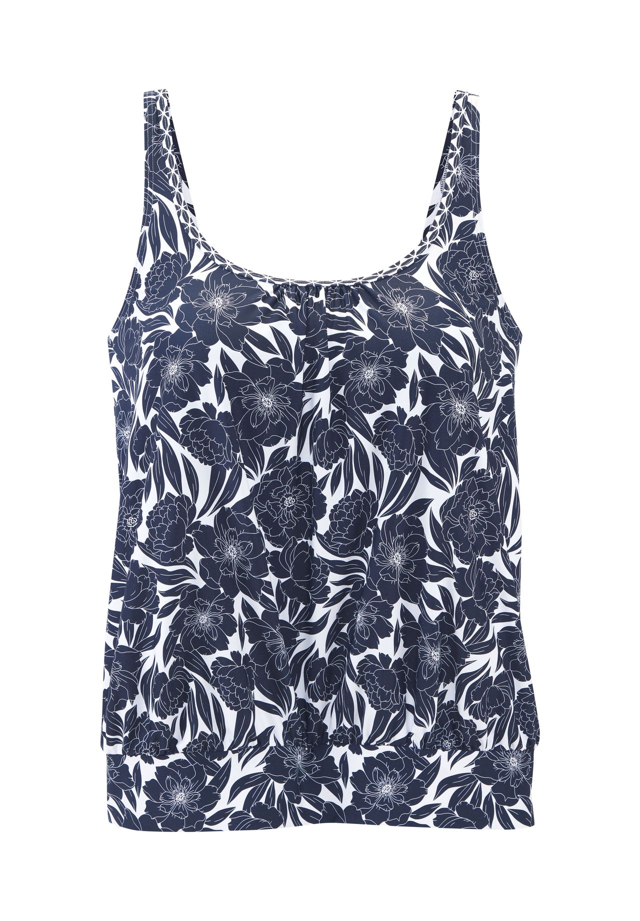 Sunseeker Tankini-Top Blossom, breite Träger, für Damen, blau|weiß, 44