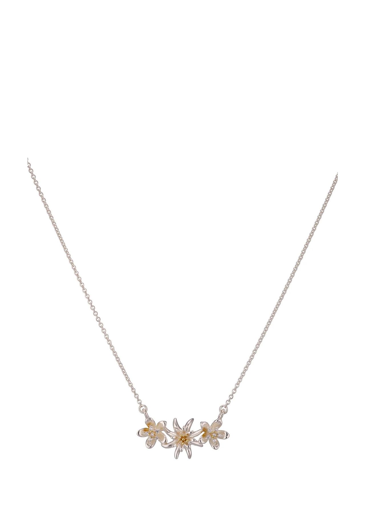 VANDENBERG Damen Kette mit Anhänger 'Blüten', Zirkonia, 925er Silber, BICOLOR