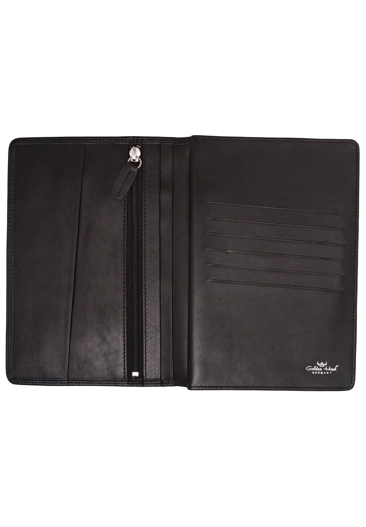 Golden Head® Geldbörse 'Polo', Hochformat, Leder, Reißverschlussfach, schwarz