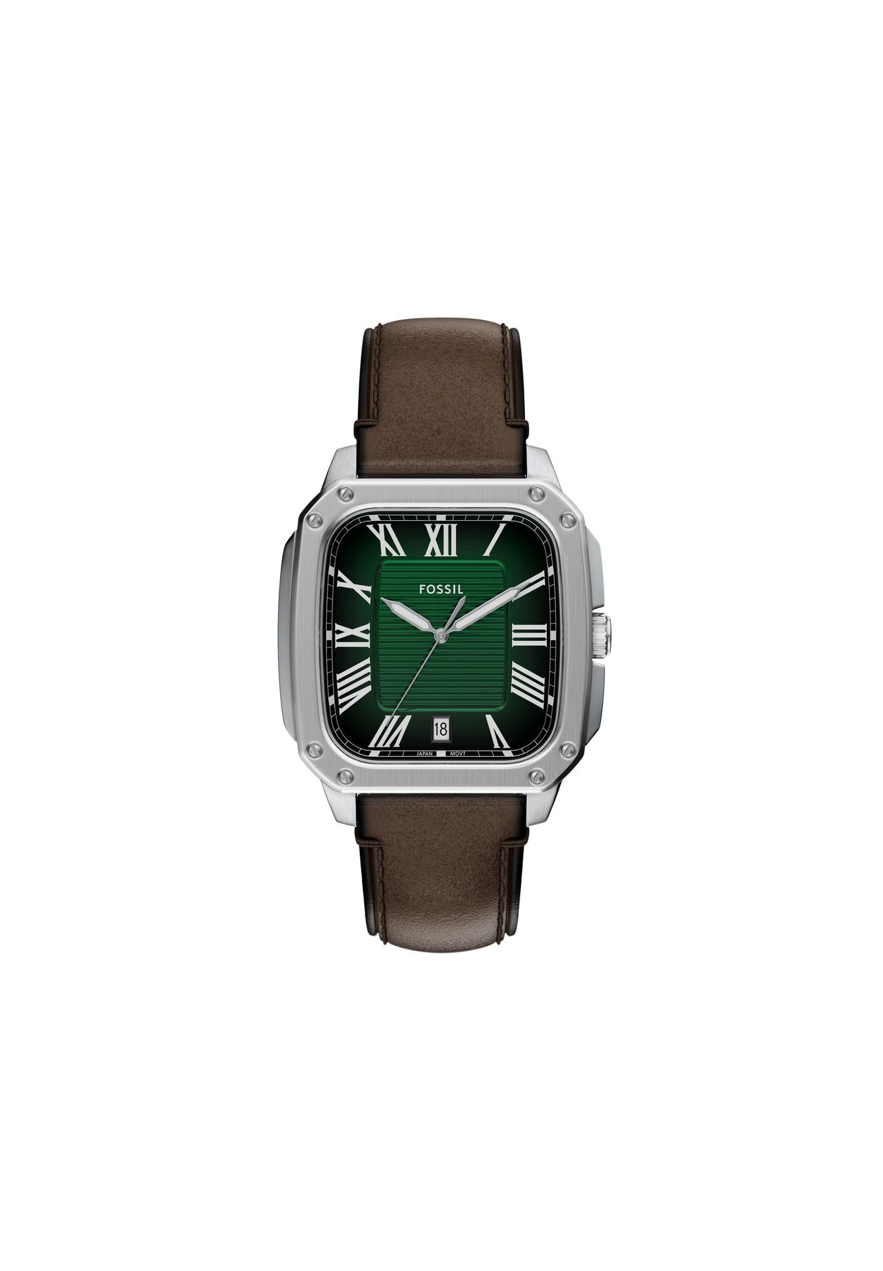 Fossil Herrenuhr Crosby 3-Zeiger-Werk Leder braun, FS6150, Silber, 99