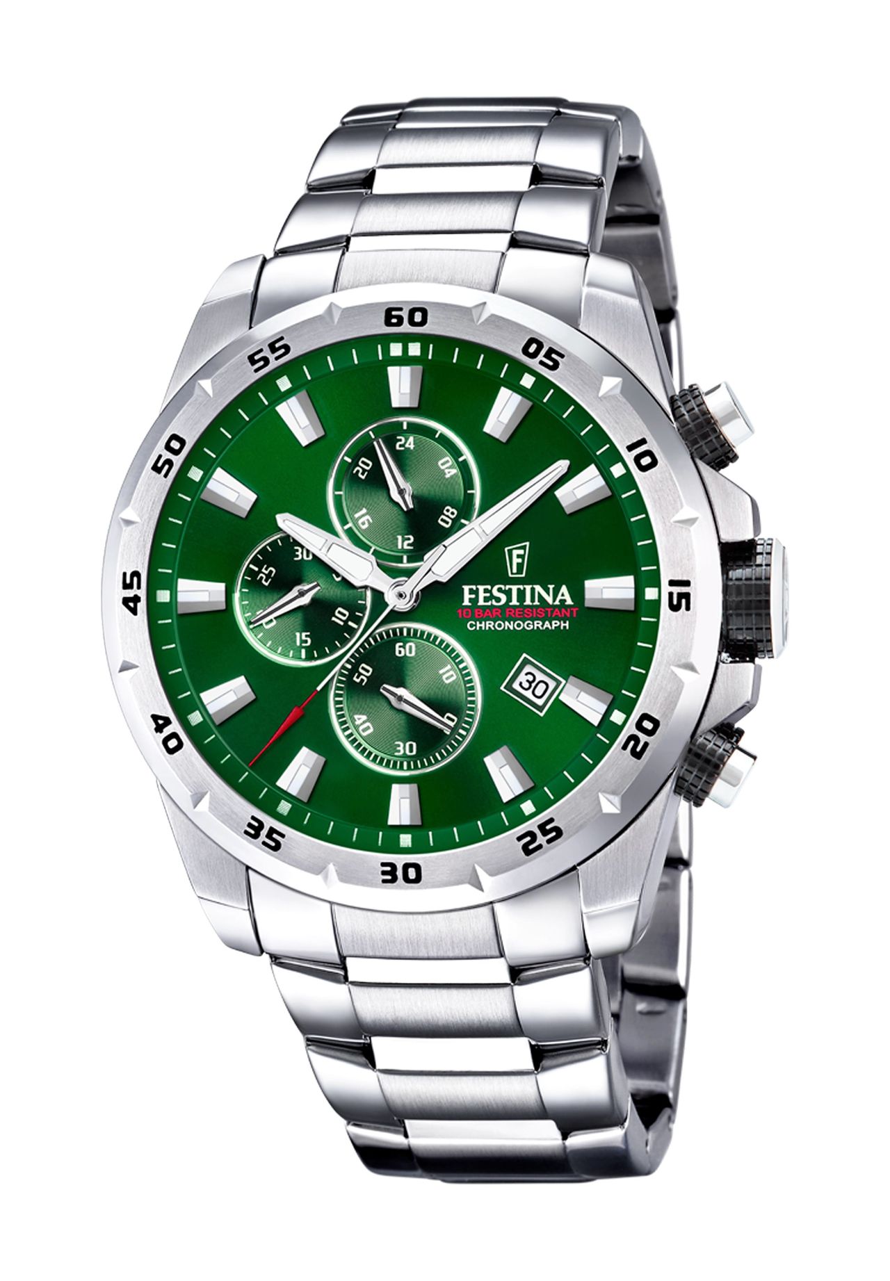 FESTINA Herren Chronograph, SILBER/GRÜN