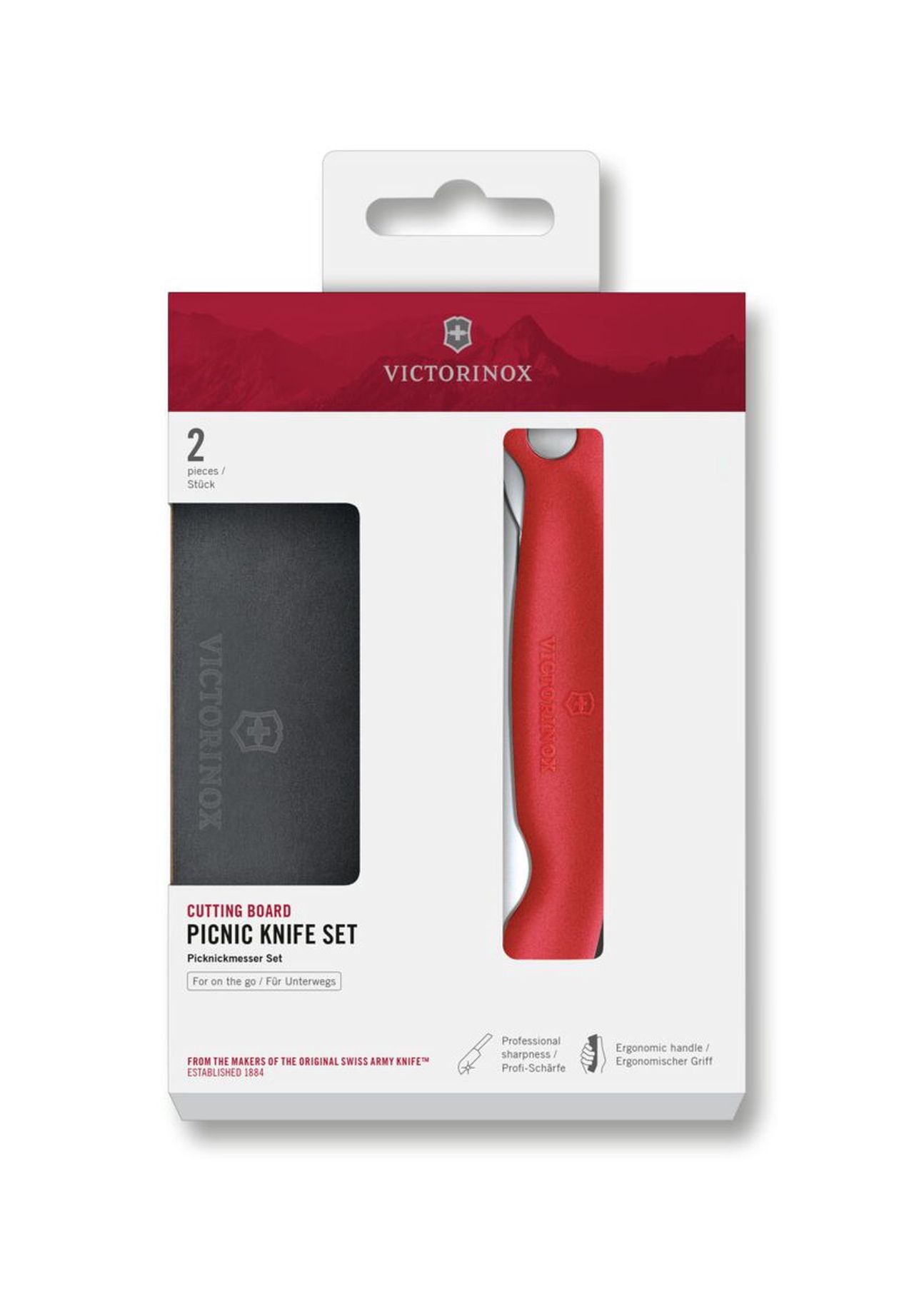 VICTORINOX Schneidebrett Picknick Messerset, rot, 11 CM