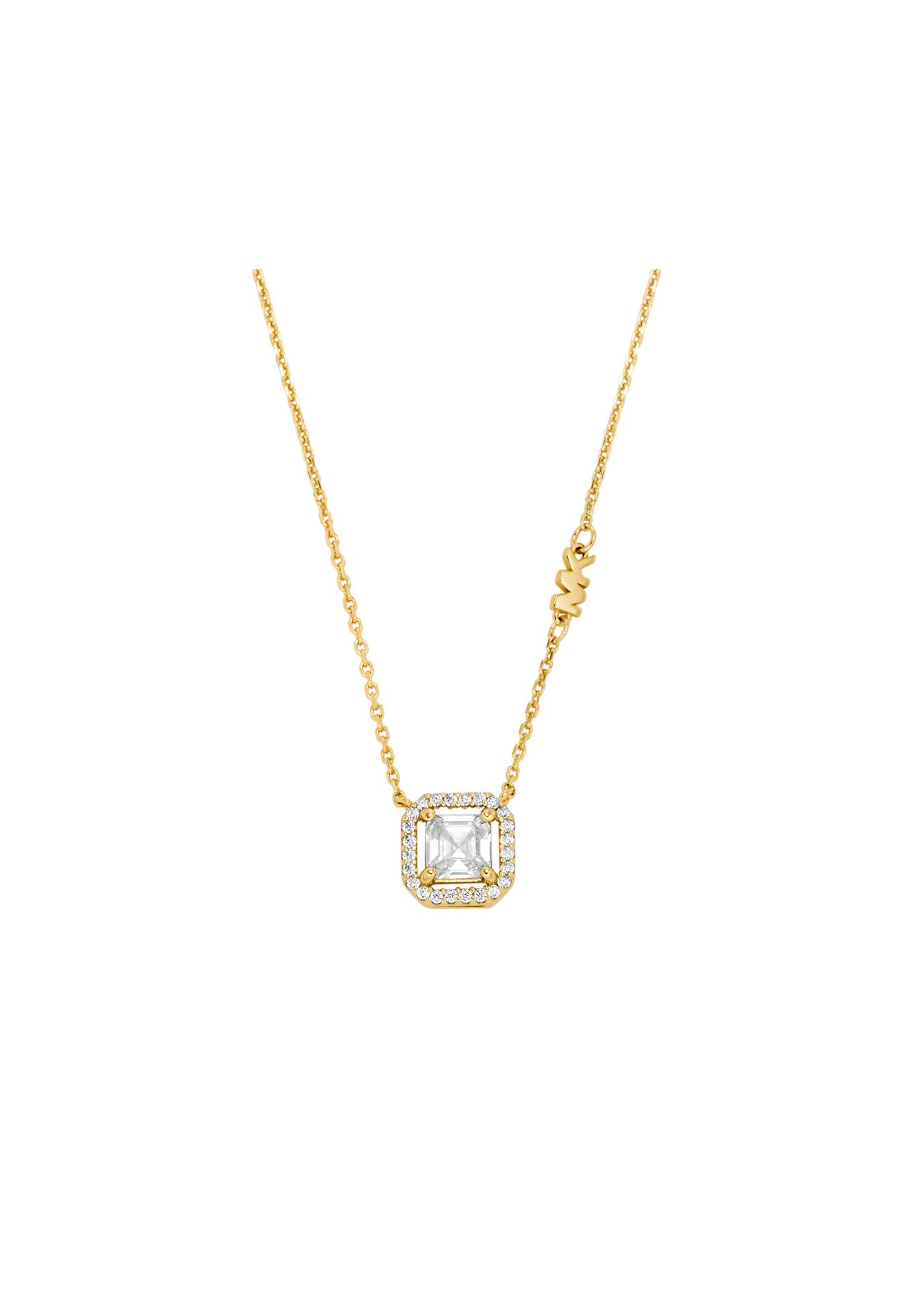 Michael Kors Damenhalskette aus 14 Karat vergoldetem Sterlingsilber mit Anhänger im Asscher-Schliff, MKC1843710, Gold, 41