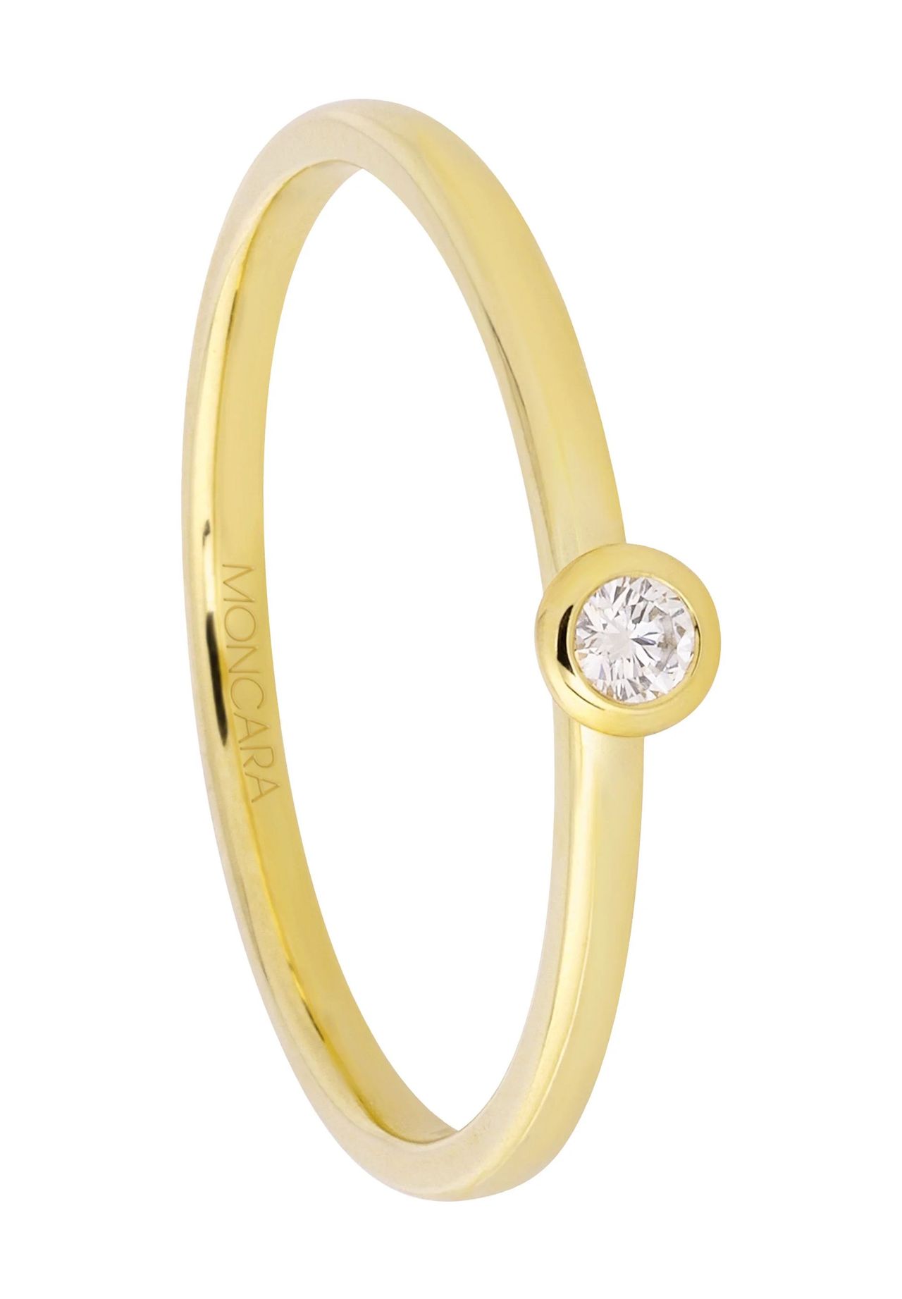MONCARA Damen Ring, 585er Gold mit 1 Diamant, ca. 0,05 Karat, GELBGOLD, 50