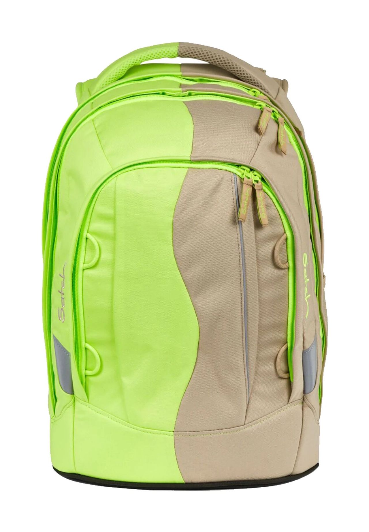 Satch Schulrucksack, Zweiwege-Reißverschluss, für Kinder, beige|grün