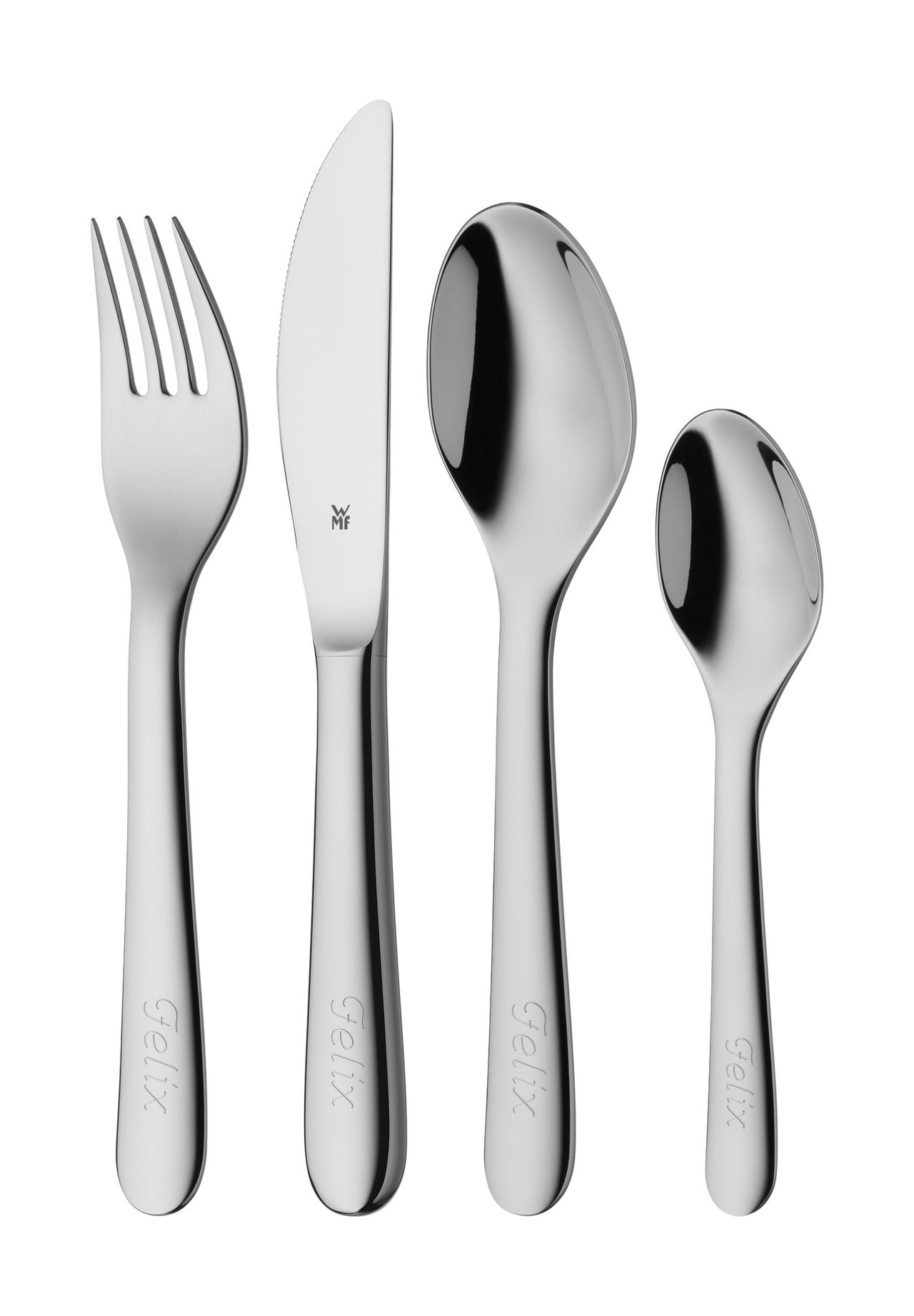 WMF Kinderbesteck-Set, Gravur, 4-teilig, silber