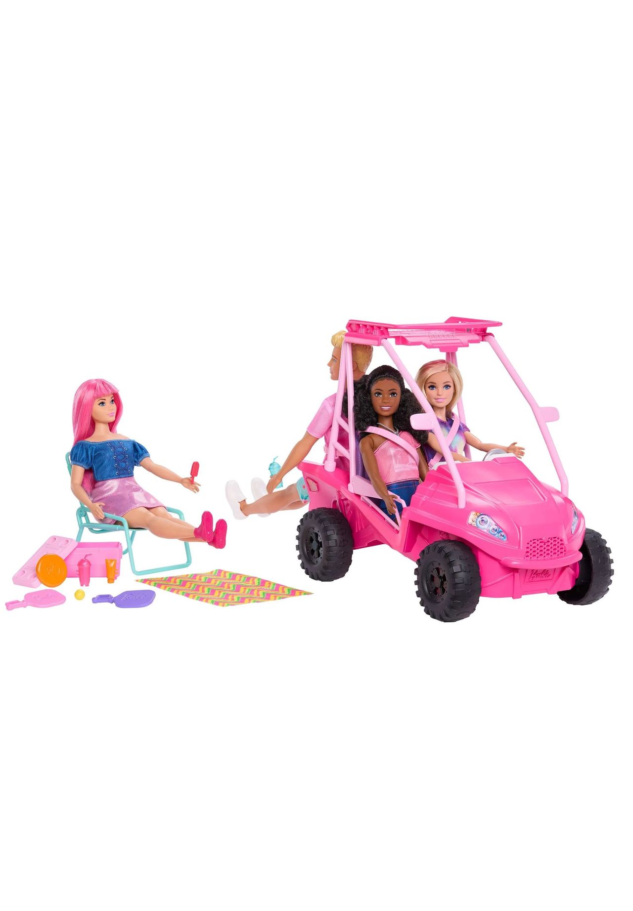 Barbie Puppenfahrzeug ' Mysteries Beach Detectives Strand-Buggy', pink, 99