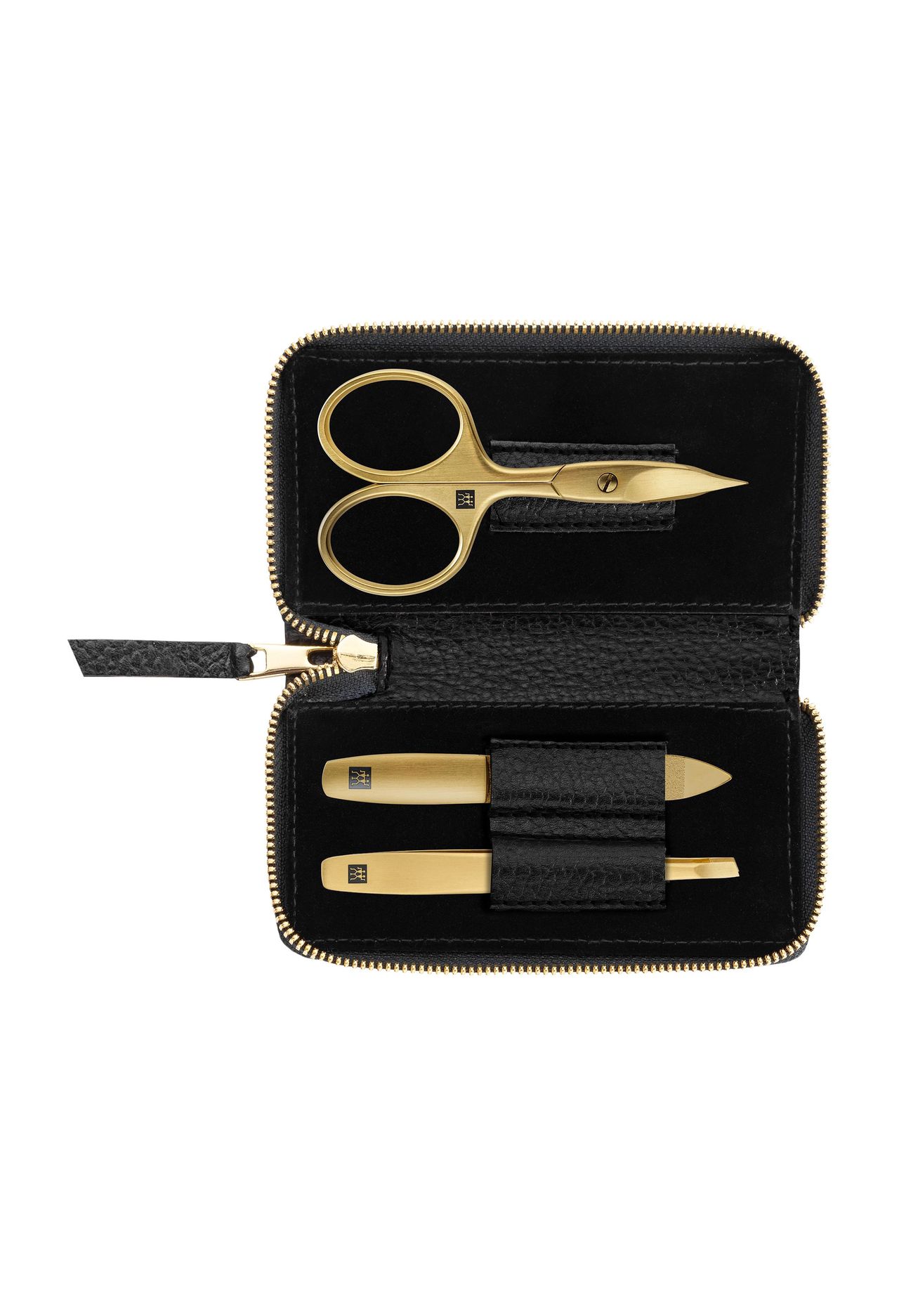 ZWILLING Gold Edition, Reißverschluss-Etui, Rindleder, 3-tlg., gold|schwarz