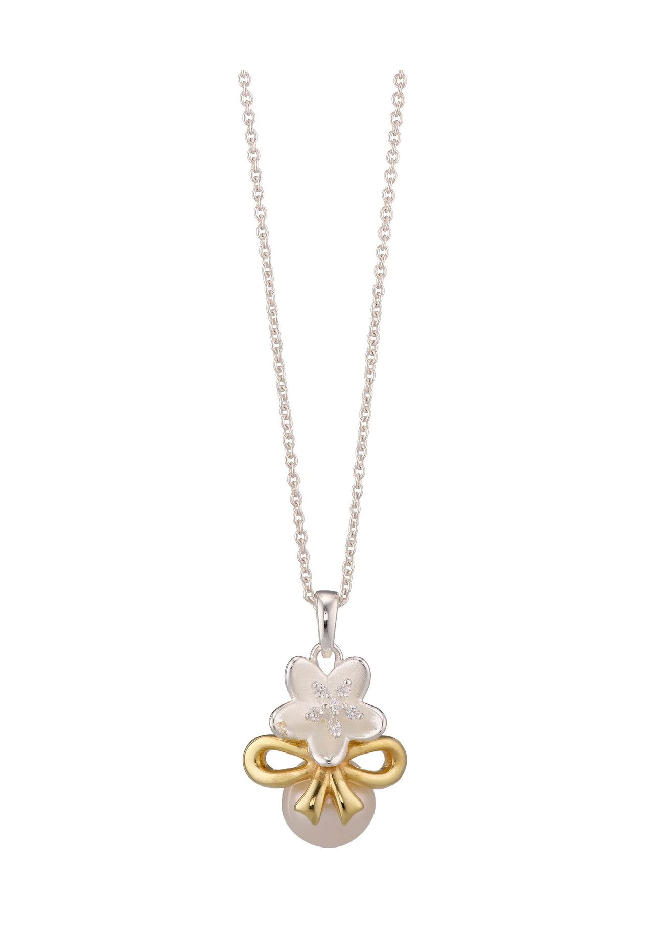 VANDENBERG Damen Kette mit Anhänger 'Edelweiss', 925er Süßwasserzuchtperle, BICOLOR