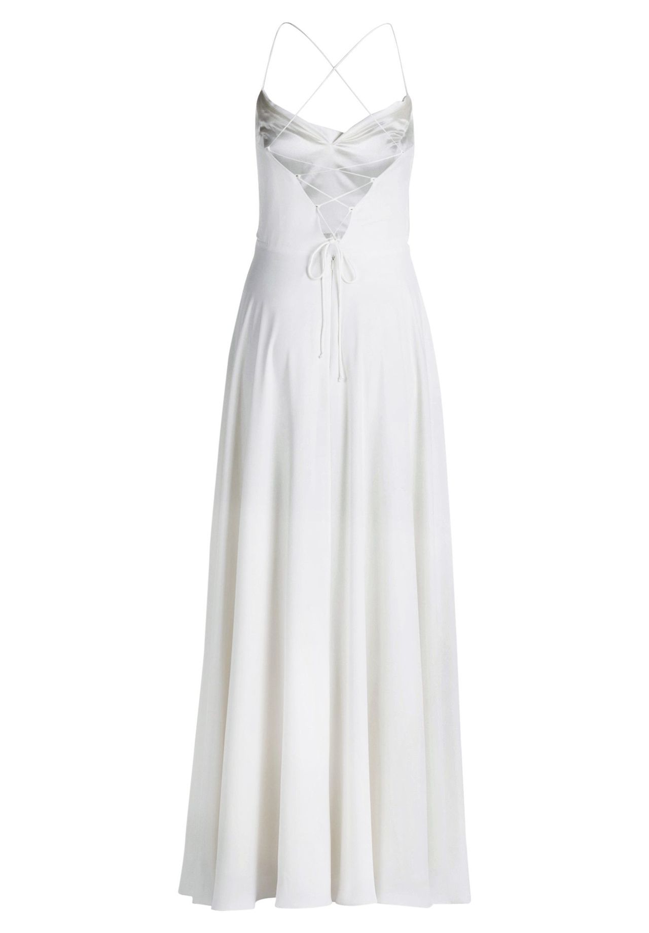 Vera Mont Abendkleid mit Wasserfallausschnitt, weiß, 34