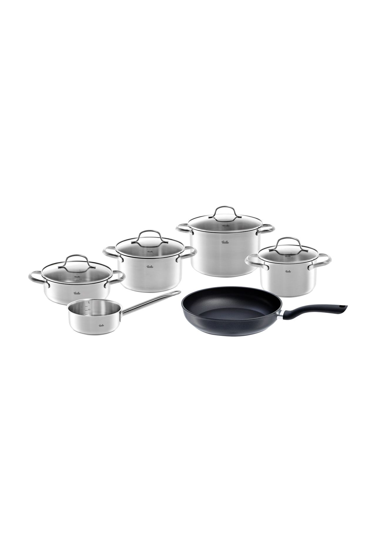 Fissler Topfset 'San Francisco', Edelstahl, 5-teilig, + Pfanne, silber