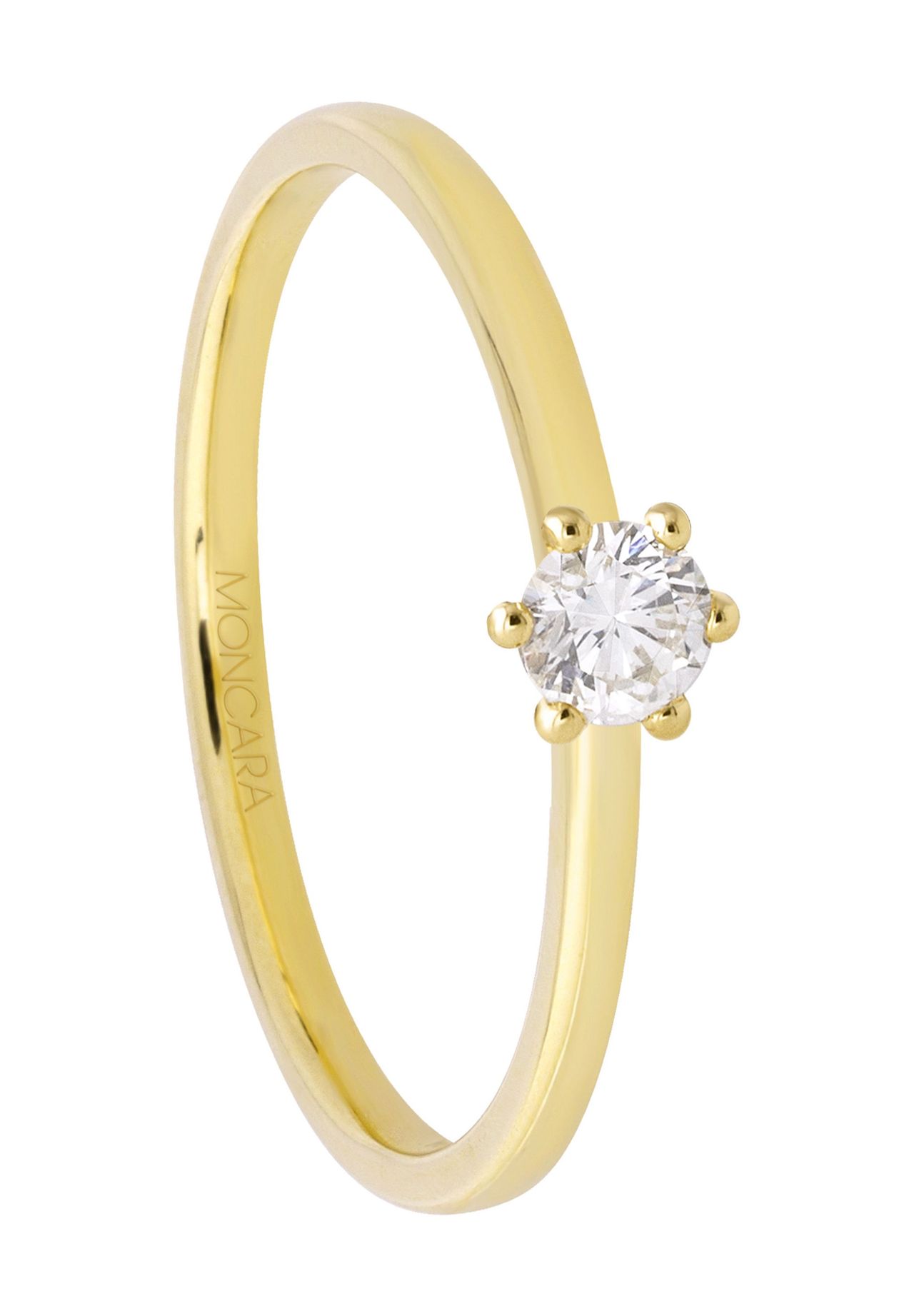 MONCARA Damen Ring, 585er Gold mit 1 Diamant, ca. 0,15 Karat, GOLD, 60