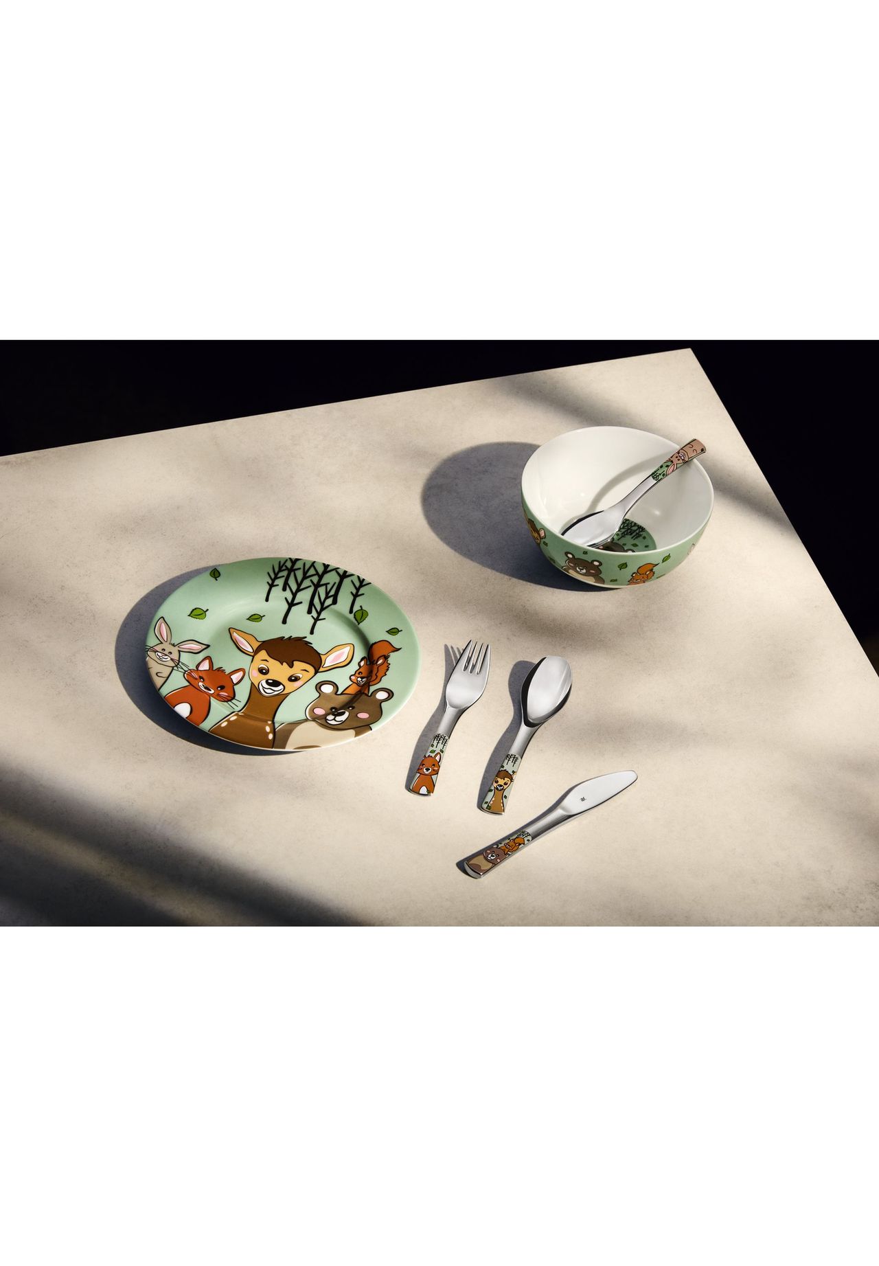 WMF Kinderbesteck-Set 'Forest Friends', 4-teilig, silber, 99