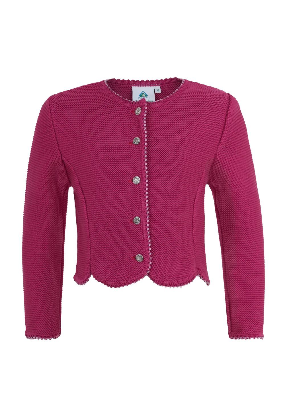 Isar Trachten Strickjacke, Knopfleiste, für Kinder, pink, 164