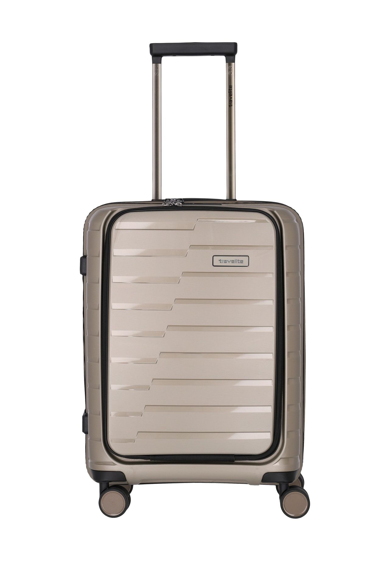 travelite 4-Doppelrollen-Trolley, Hartschale, Laptopfach, beige, 55
