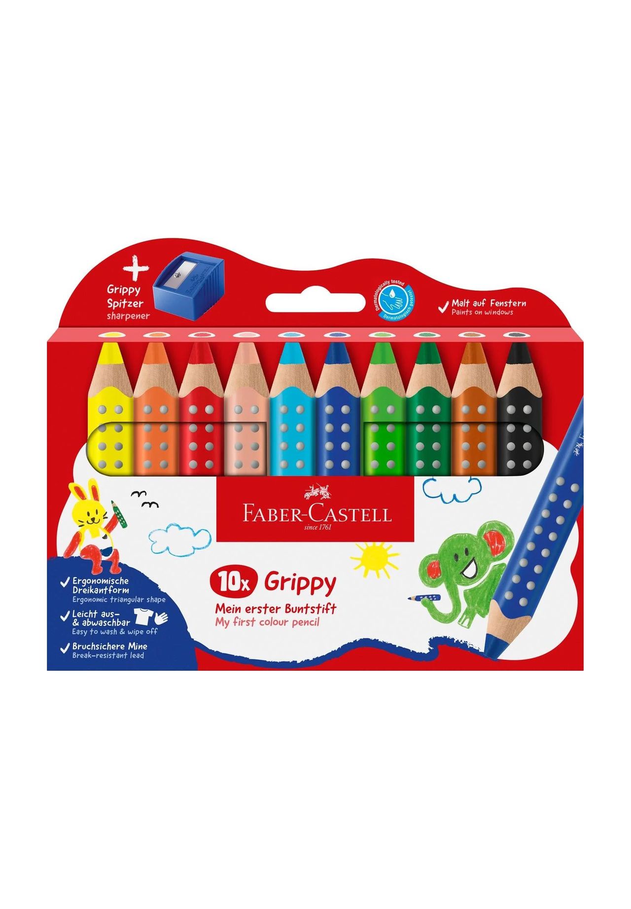 Faber-Castell Buntstifte 'Grippy', 11er-Set, mehrfarbig