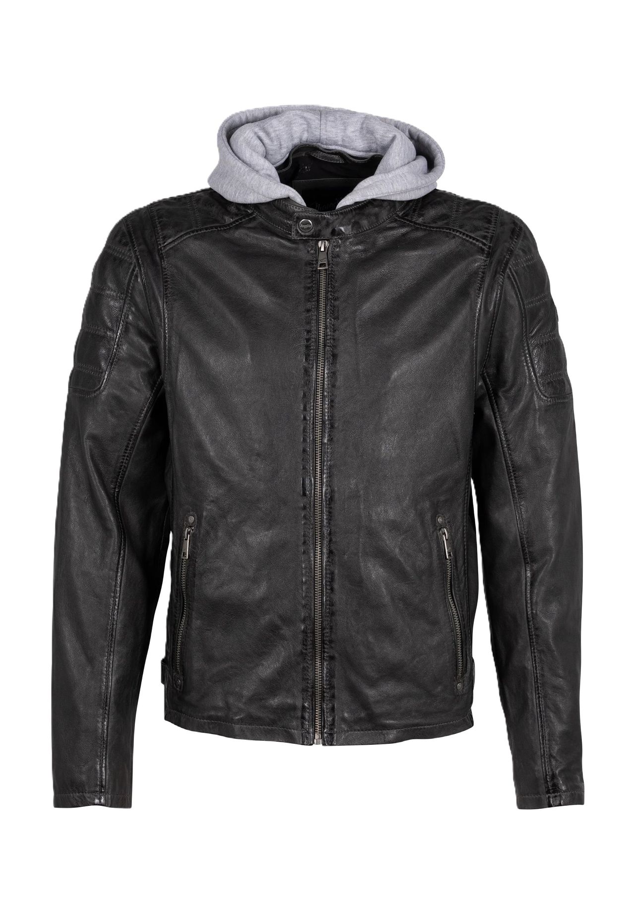 Mauritius LEATHERWEAR Lederjacke, Kapuze, für Herren, grau, M