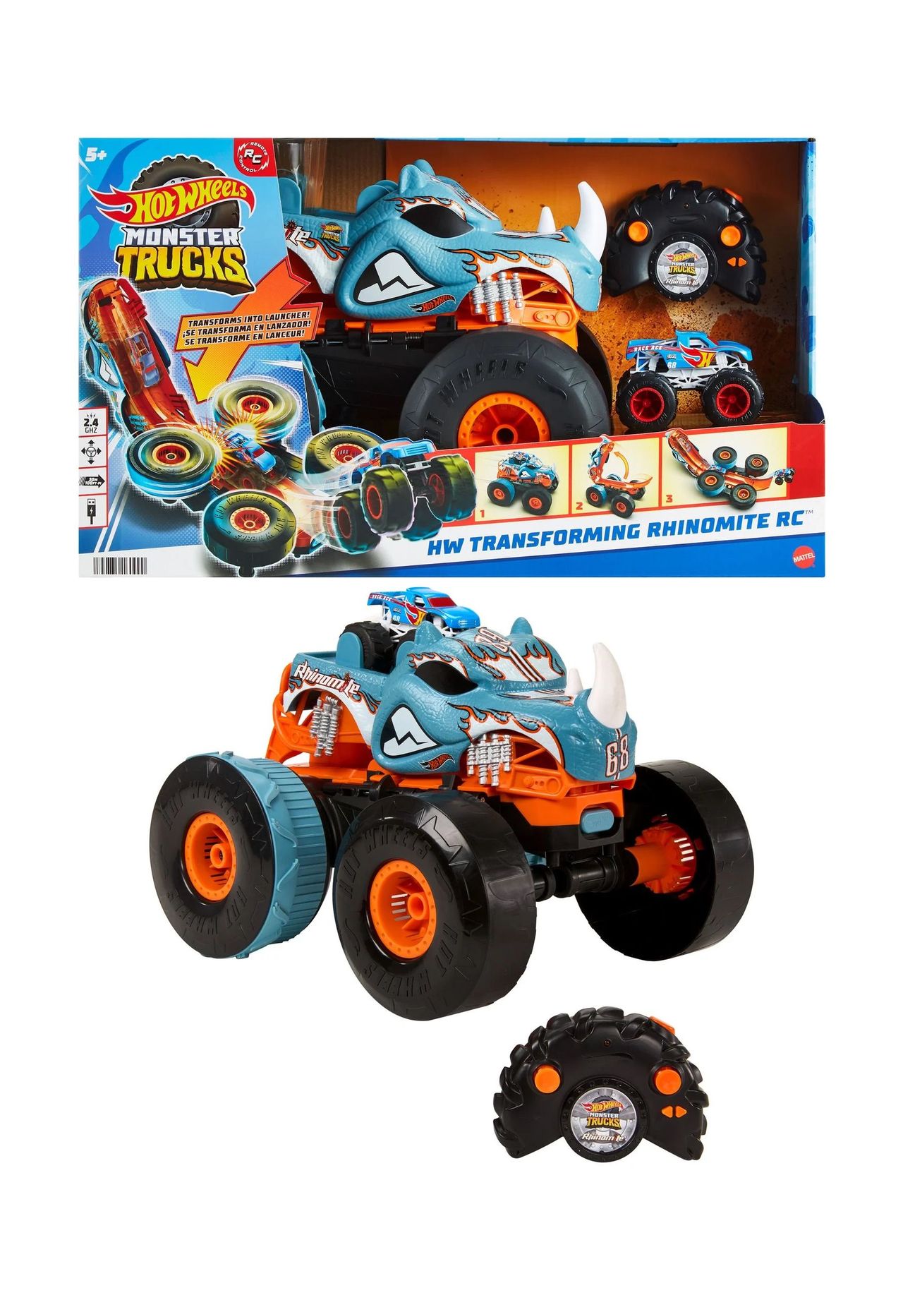 Hot Wheels Ferngesteuerter Monster Truck 'R/C MT 2-in-1 Rhinomite', mehrfarbig