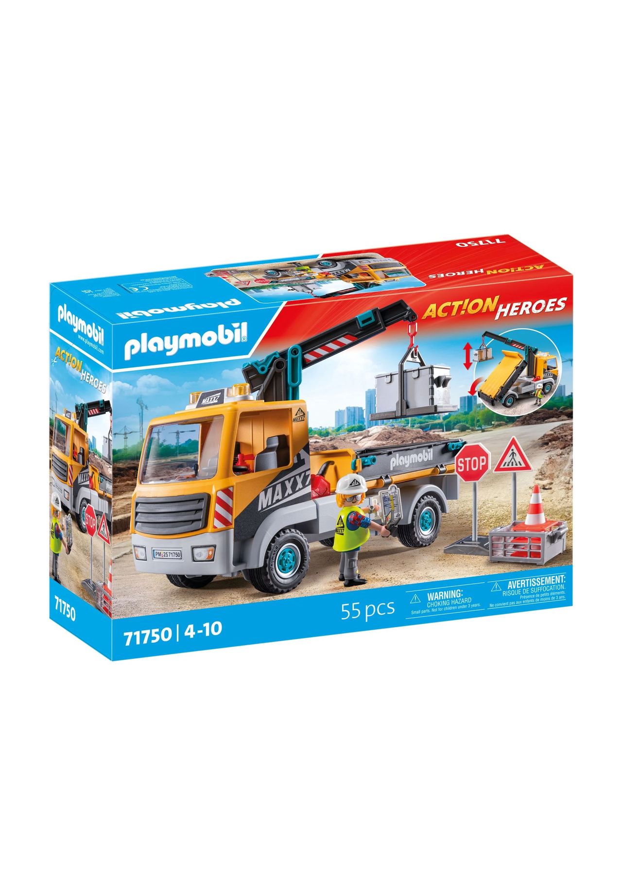 playmobil® Act!on Heroes - Baustellen-LKW mit Kran 71750
