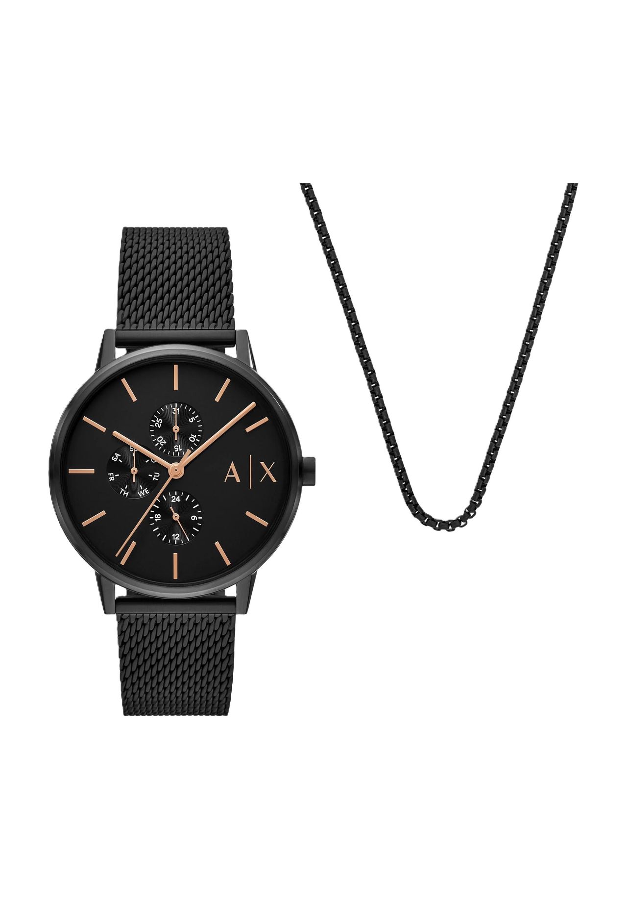 ARMANI EXCHANGE Herren Uhren-Set 'AX7162SET', SCHWARZ