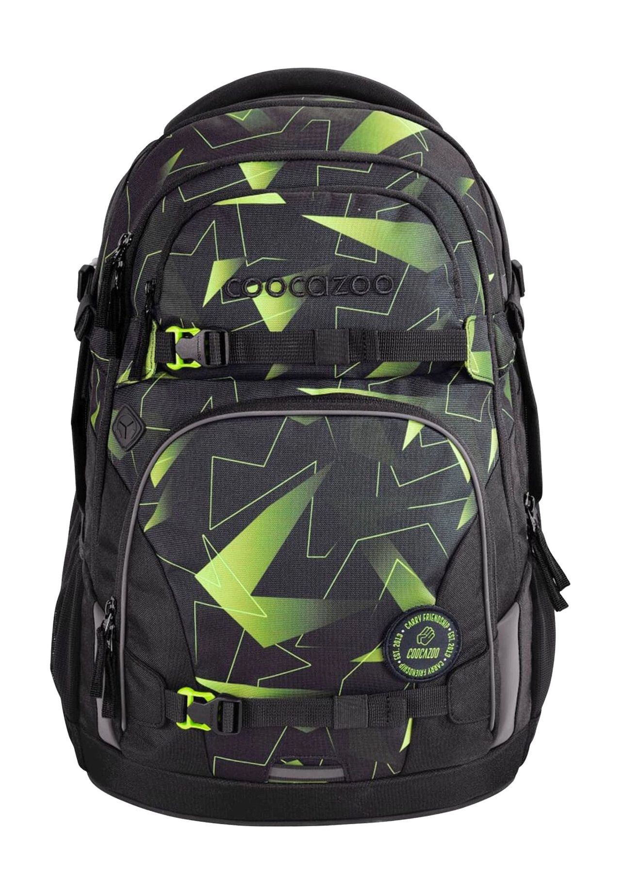 coocazoo Schulrucksack 'Porter', Patch, Steckfach, 30 L, schwarz|grün