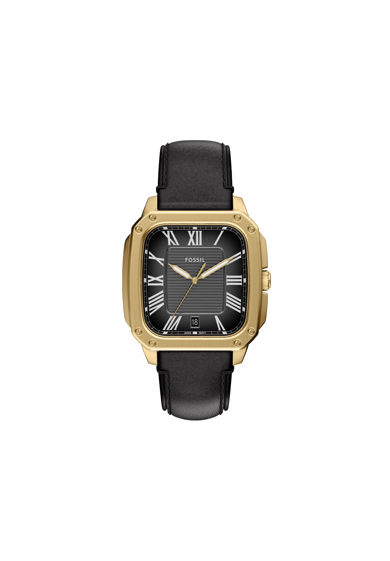 Fossil Herrenuhr Crosby 3-Zeiger-Werk Leder schwarz, FS6151, Gold, 99