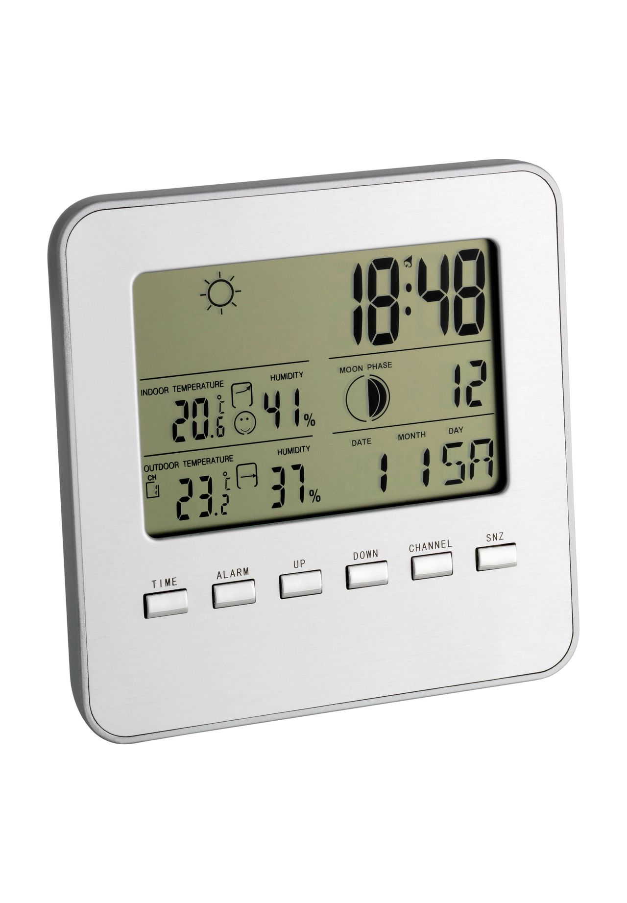 TFA® Funk-Wetterstation 'Quadro', Raumklimakontrolle, Datumsanzeige, silber