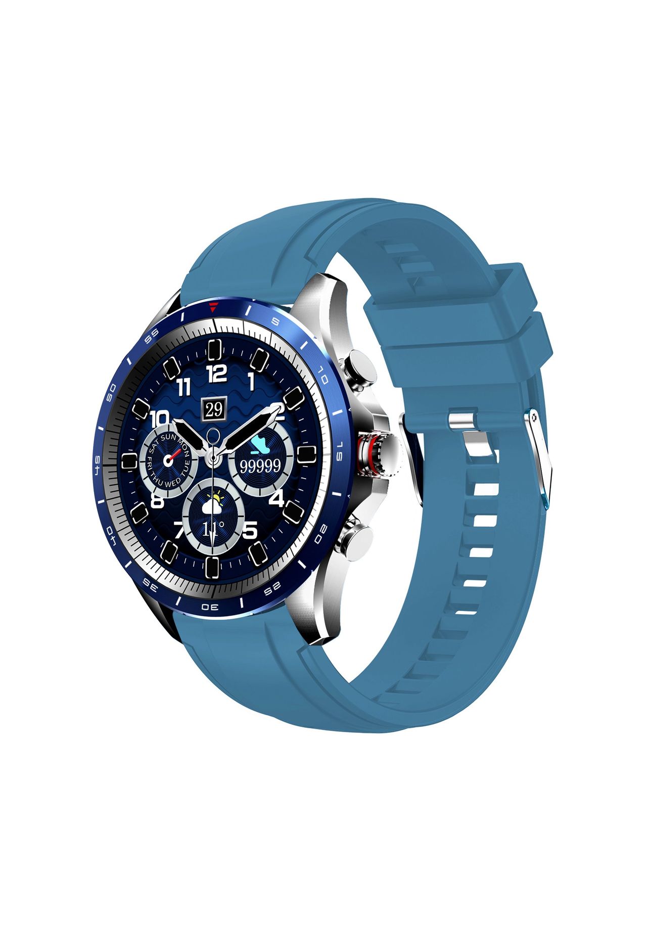 Atlanta by PARAGON ATLANTA Smartwatch'9718', silber/blau mit Silikonarmband, SILBER/BLAU, 99
