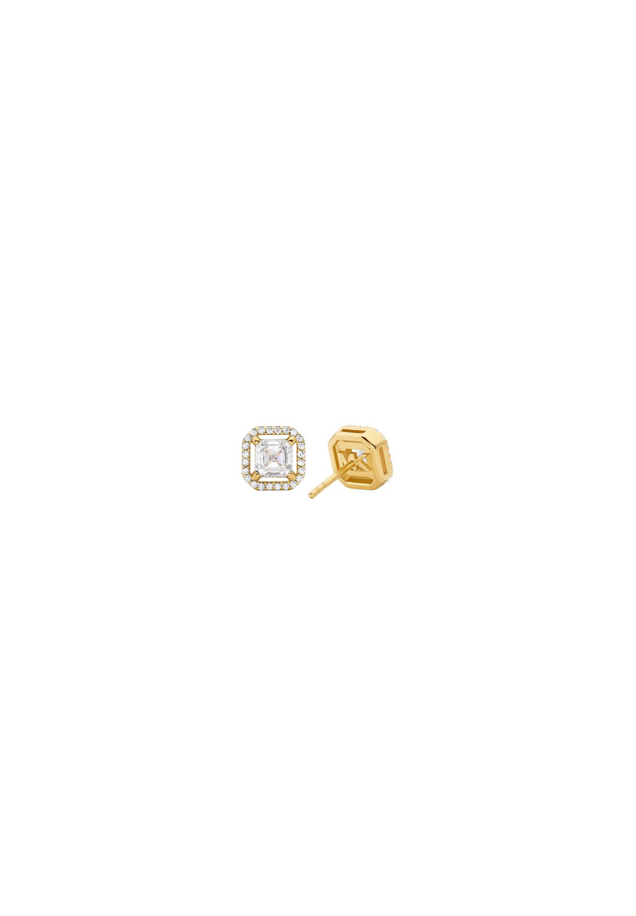 Michael Kors Damenohrstecker aus 14 Karat vergoldetem Sterlingsilber mit Asscher-Schliff, MKC1845710, Gold, 0,9