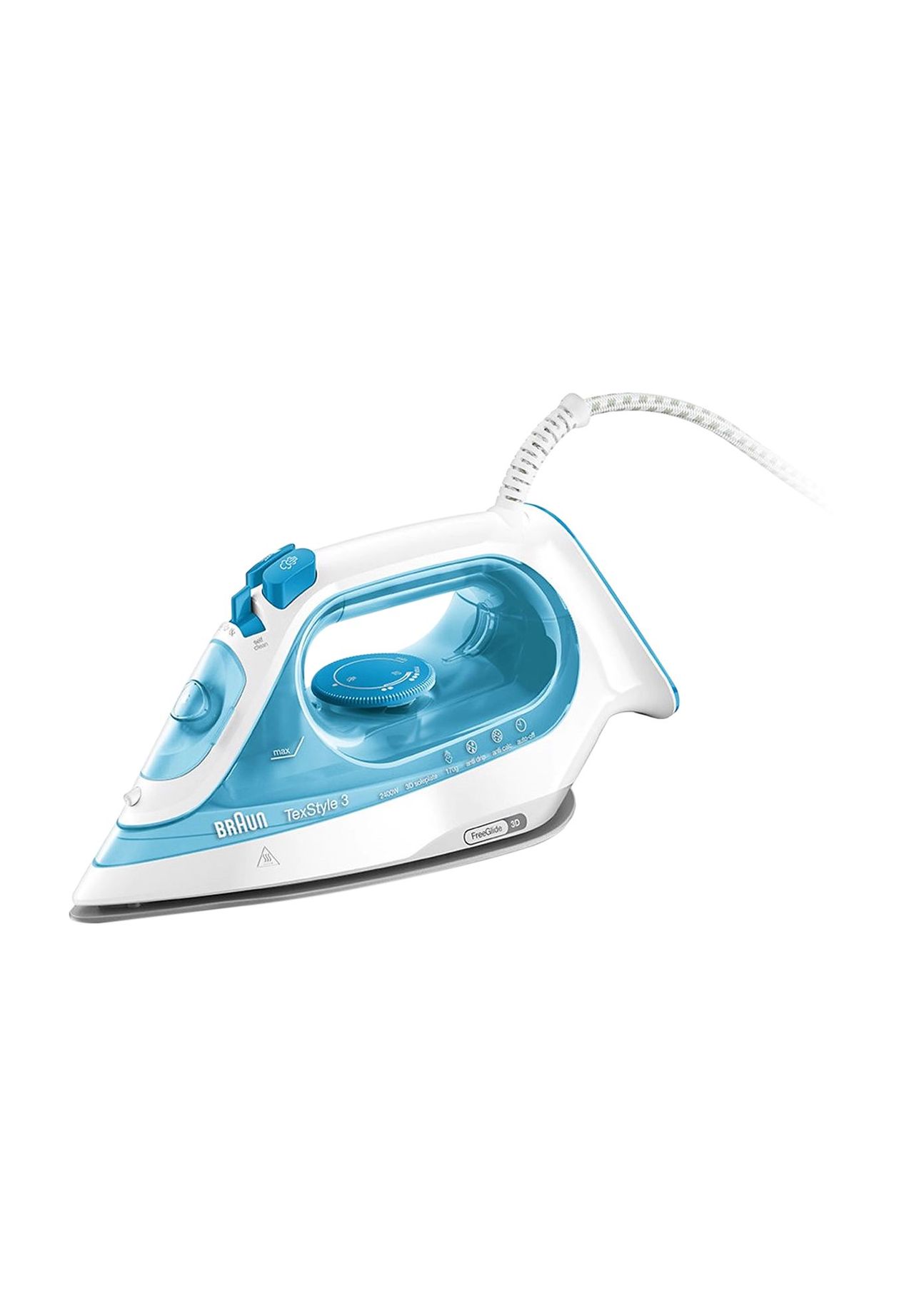 BRAUN Dampfbügeleisen 'TexStyle3 SI 3053', SuperCeramic Bügelsohle, 2400 Watt, blau|weiß