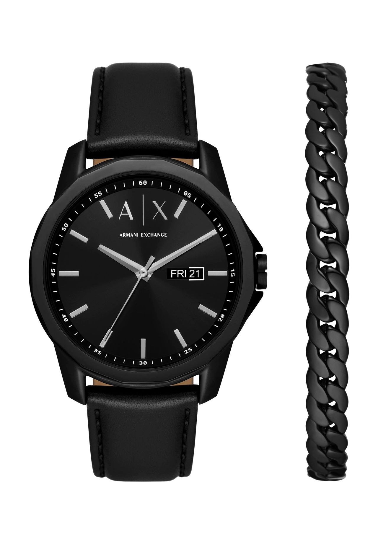 ARMANI EXCHANGE Herren Uhren-Set 'AX7147SET', SCHWARZ