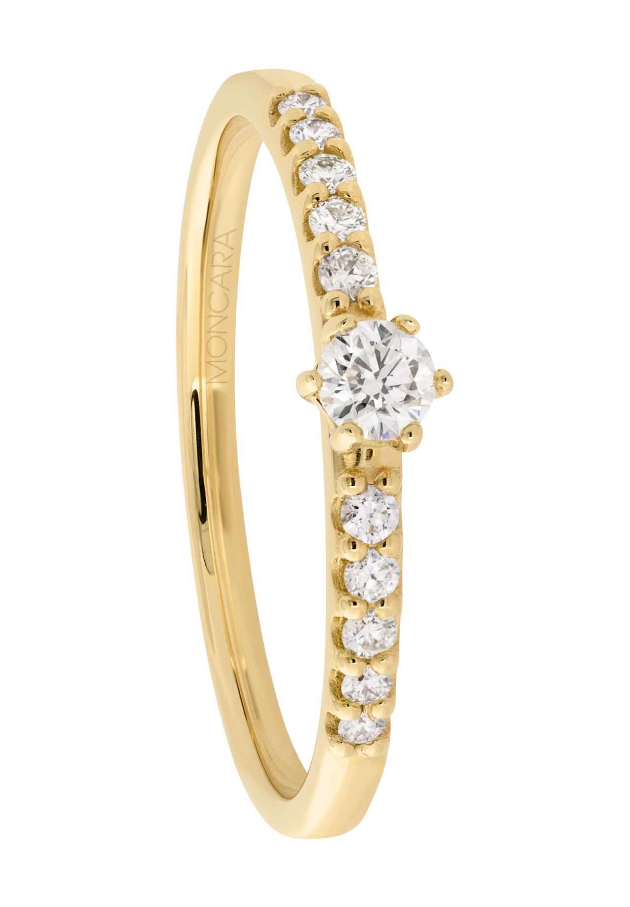 MONCARA Damen Ring, 585er Gold mit 11 Diamanten, zus. ca. 0,25 Karat, SILBER, 50