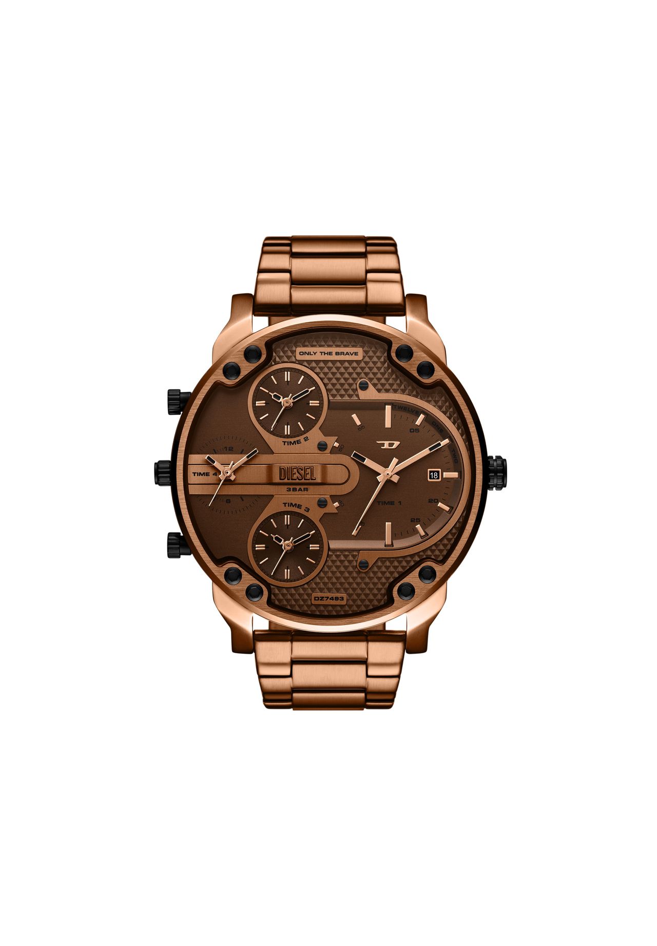 DIESEL® Diesel Herrenuhr Mr. Daddy Slim 3-Zeiger-Werk Datum Edelstahl braun, DZ7493, Braun, 99