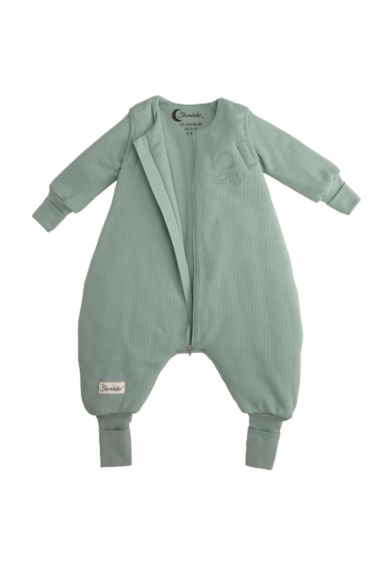 Sterntaler® Schlafsack 'Edda', Waffeloptik, abnehmbare Ärmel, für Babys und Kleinkinder, grün, 74