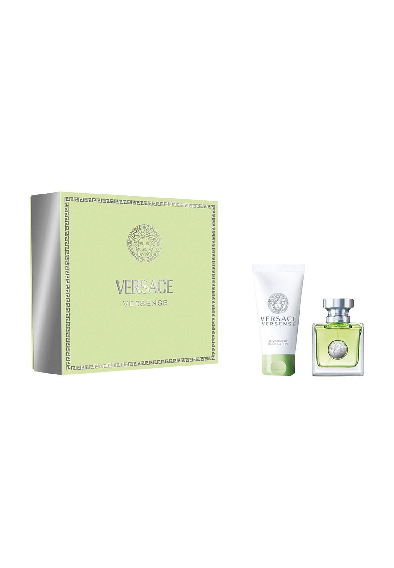 Versense, Duftset (Versace Versense Eau de Toilette 30ml, Versace Bodylotion 50ml), Damen, aromatisch|frisch|holzig, KLAR, 99