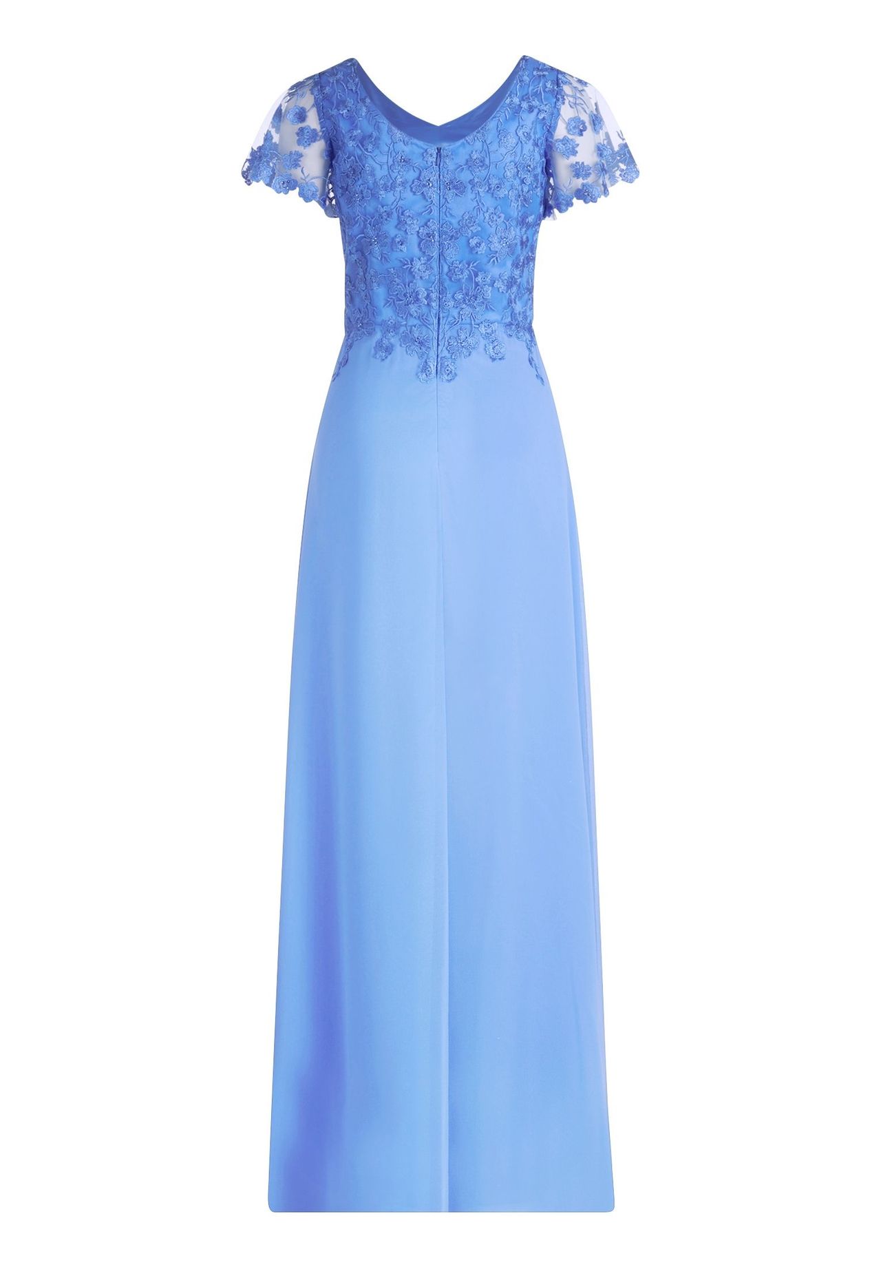 Vera Mont Abendkleid mit Stickerei, blau, 38