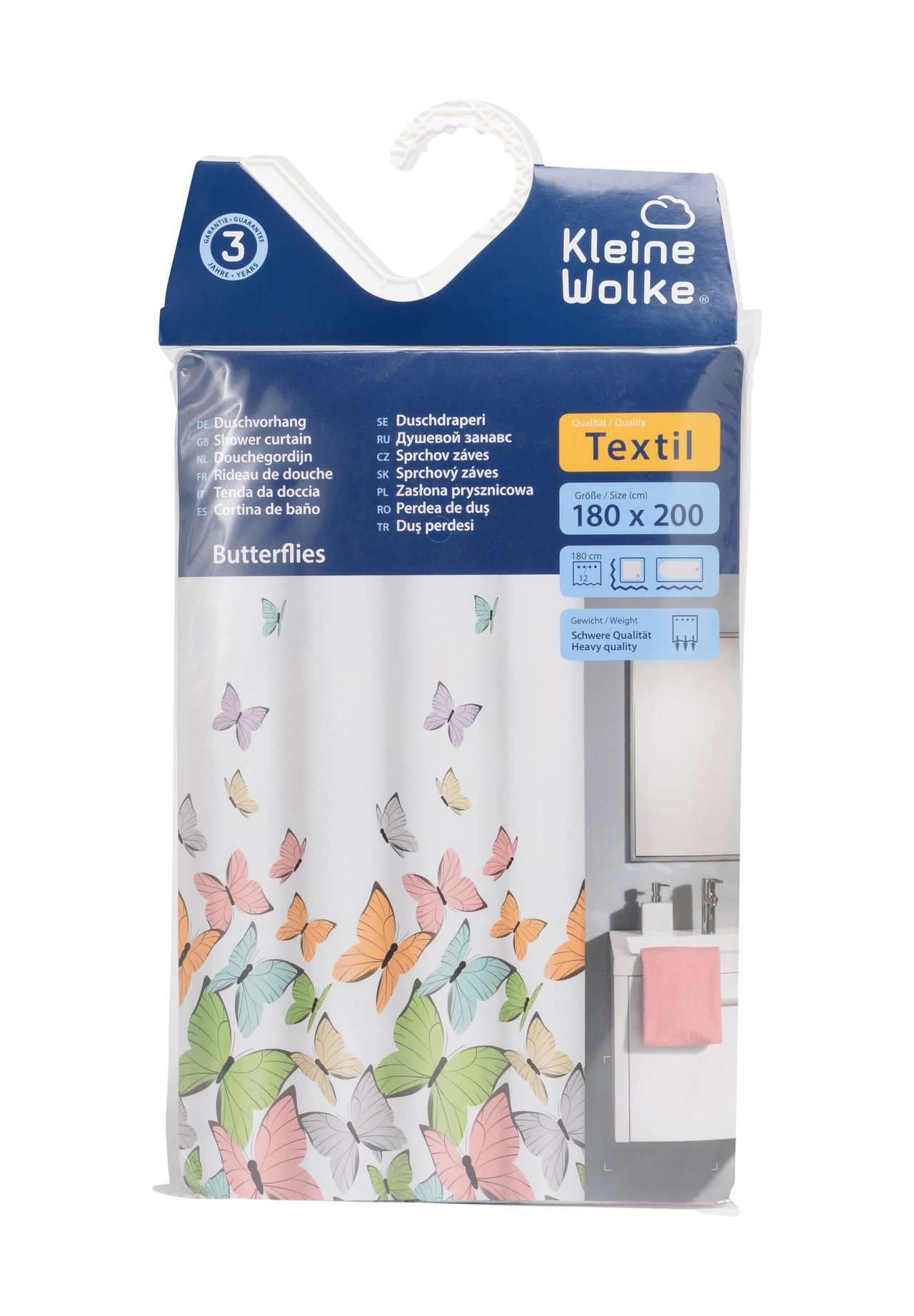 Kleine Wolke® Duschvorhang 'Butterflies', mehrfarbig