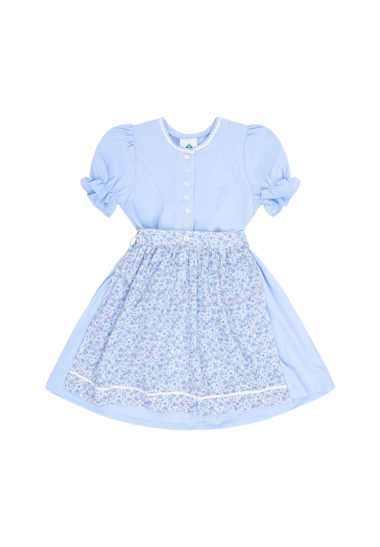 Isar Trachten Dirndl, knielang, für Kinder, blau, 116