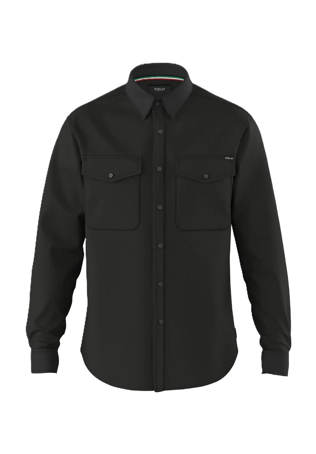 REPLAY Freizeithemd, Langarm, Kent-Kragen, für Herren, schwarz, XL
