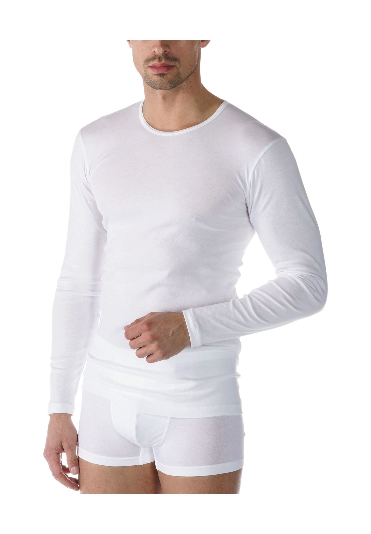 mey Wäsche-Shirt, langarm, Rundhals, uni, für Herren, weiß, 6