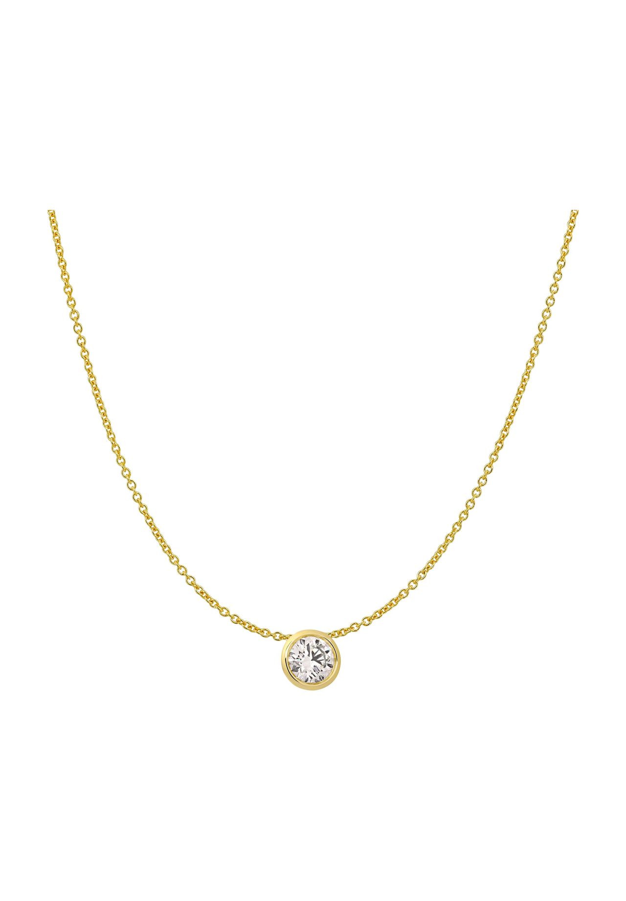 MONCARA Damen Kette mit Anhänger, 585er Gold 1 Diamant, ca. 0,10 Karat, SILBER