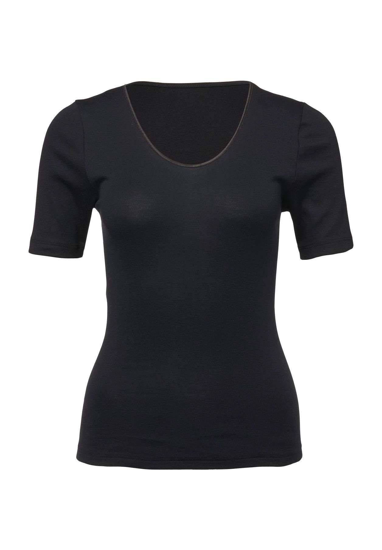 SYLVIA SPEIDEL. Silke Wäsche-Shirt, U-Ausschnitt, uni, für Damen, schwarz, 46